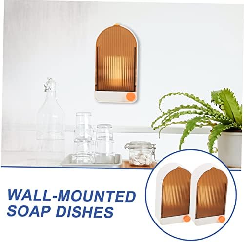 ABOOFAN Wall Mount Soap Holder 2pcs White Orange
