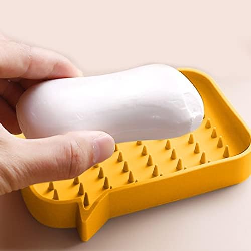 Self Draining Soap Dish Silicone Holder with Drainage Hole Orange