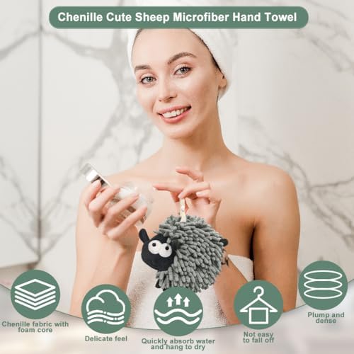 2 Pack Chenille Hand Towel with Hanging Loops