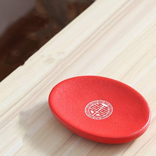 PRETYZOOM Round Ceramic Soap Dish Red Holder