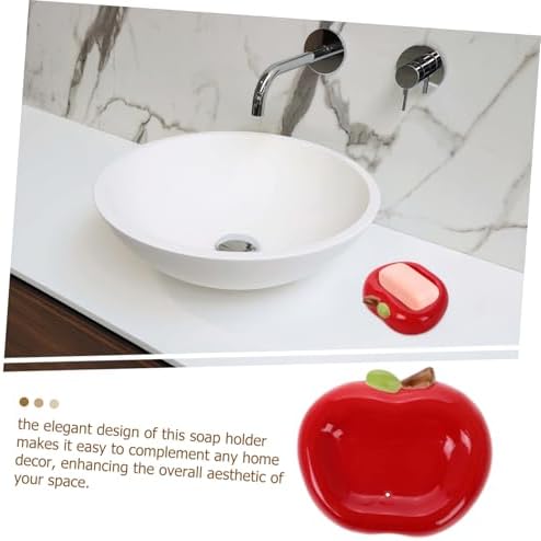BRIGHTFUFU Apple Shaped Ceramic Soap Dish with Drainage