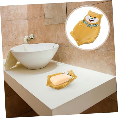 Cute Dog Shaped Ceramic Soap Holder with Drainage