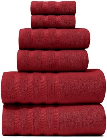 Hearth Harbor Red 6-Piece Bath Towel Set