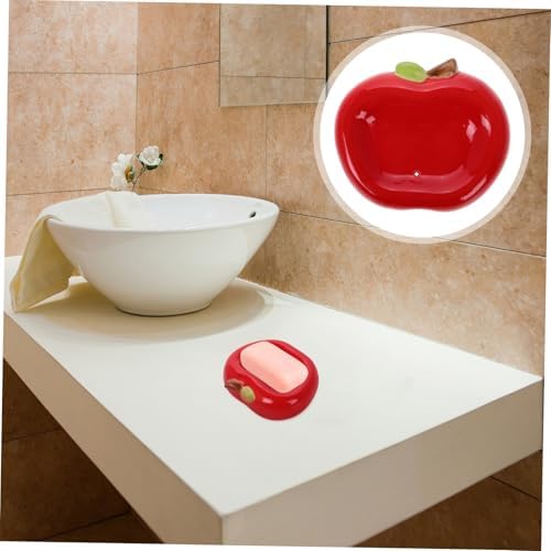 Ceramic Apple Soap Holder with Drainage Tray