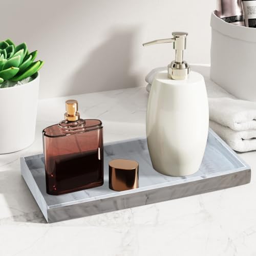 2PCS Silicone Soap Dispenser Tray Kitchen and Bathroom Organizer - White Marble