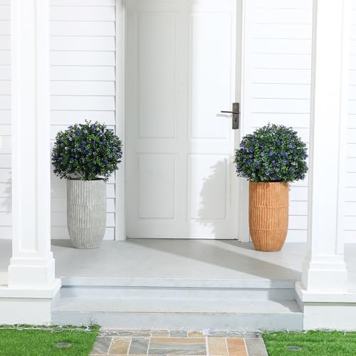 Yunlly Set of 2 Artificial Boxwood Balls with Flowers Purple