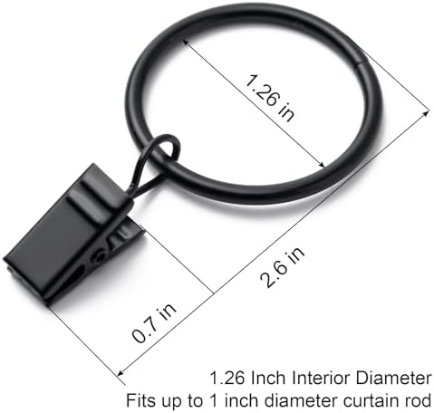 BOOMIBOO 36 Pack Curtain Rings with Clips