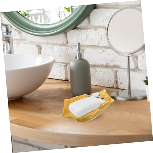 Wakauto Dog Shape Ceramic Soap Dish for Bathroom Decor