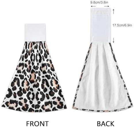RPLIFE Bath Towels with Loops Set of 2 Black White Leopard Print