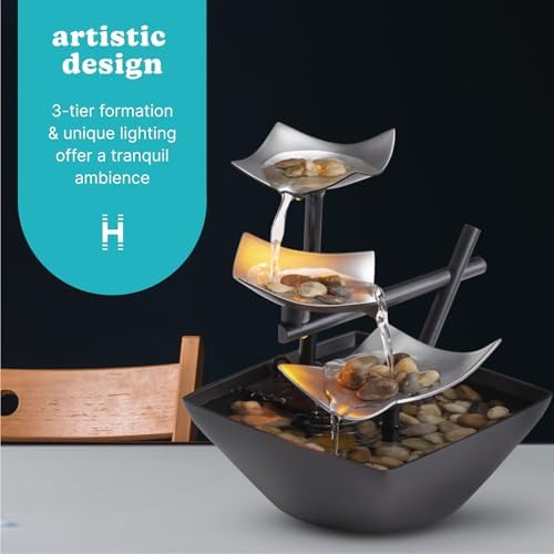 Homedics Water Fountain with Soothing Sound and River Rocks