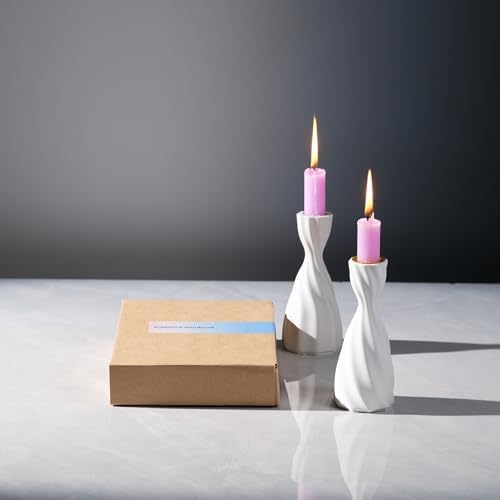 Twizzle Twist Candle Holder Set of 2 Cement