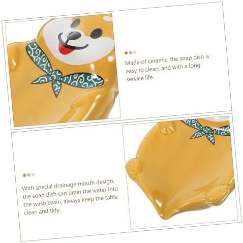 LIFKOME Dog Shaped Ceramic Soap Dish Holder