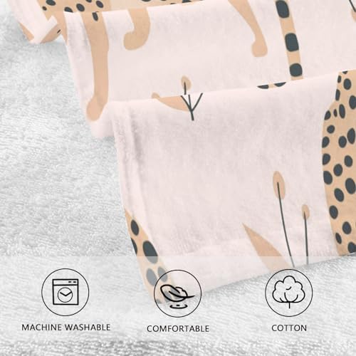 Bolaz Cheetah Leopard Hand Towels 2PCS Soft Cotton 1