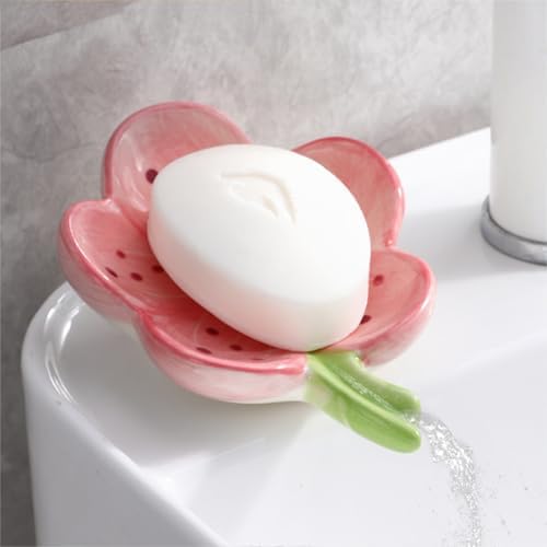Dowbom Soap Holder Ceramic Porcelain Drainage Soap Dish Orange