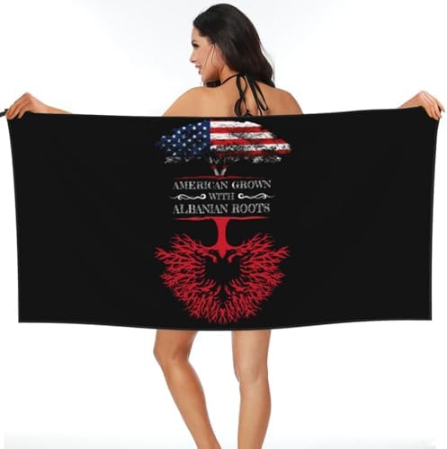 Albanian Flag Beach Towel for Men Women