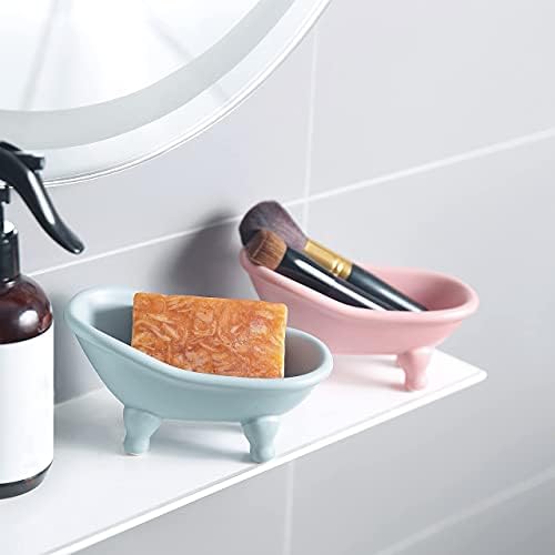 Colorful Ceramic Mini Clawfoot Soap Dish Orange