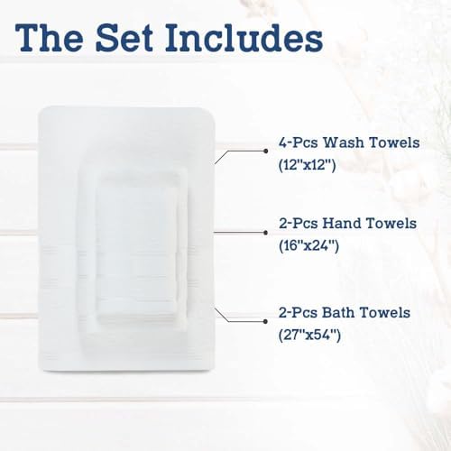 Casa Lino 8-Piece Bath Towel Set - 100 Cotton White