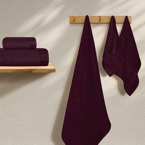 Ultra Soft Cotton Towel Set 6 Pack Burgundy