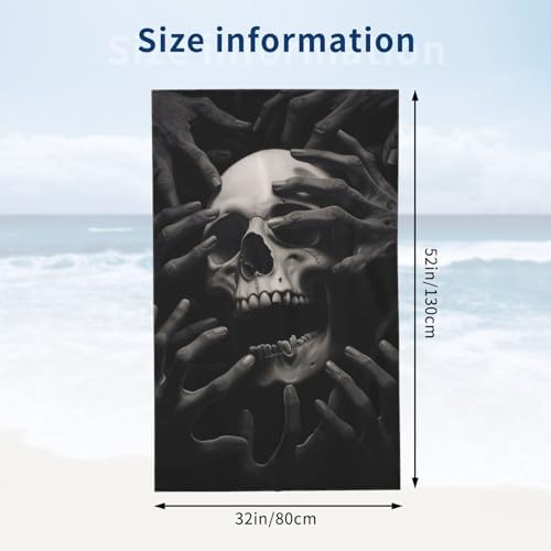 VANZEV Black Skull Beach Towel - 52x32 Ultra Absorbent Quick Dry Soft