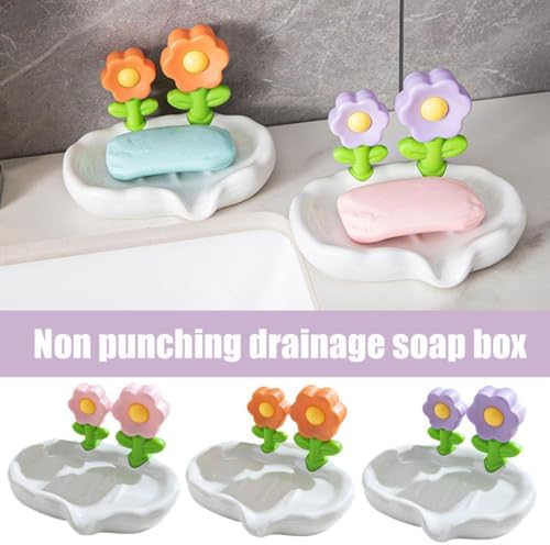 Flower-Shaped Soap Holder with Drainers