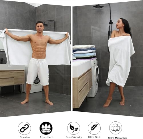 Smuge 4-Piece Bath Towel Set 35x70 Inches Quick Dry Microfiber