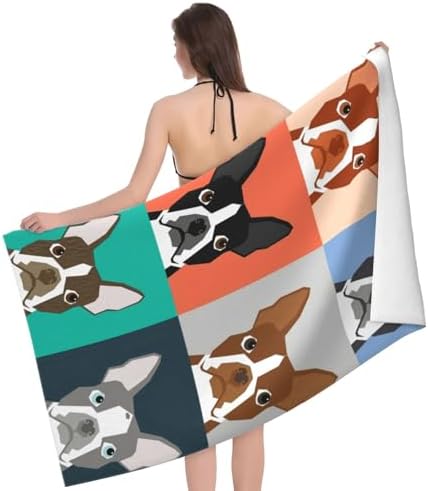 HKHEHOP Boston Terrier Beach Towel