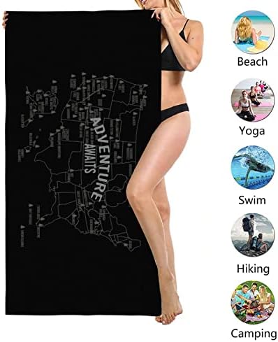 National Park Map Beach Towel - 59 Parks Microfiber Sand Free Travel Towel