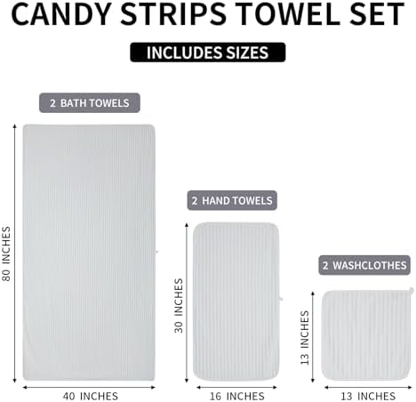 NALIVO Extra Large Towel Set of 6 40x80 White