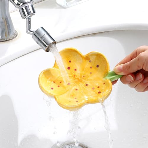 Dowbom Soap Holder Ceramic Porcelain Drainage Soap Dish Orange