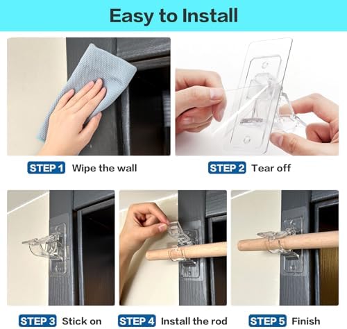 ANDGOO 4 Pack No Drill Curtain Rod Holders with 17 lbs Capacity