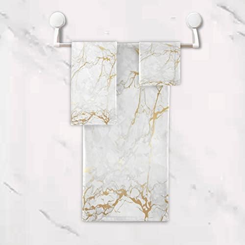 AUUXVA 3-Piece Towel Set with Marble Pattern