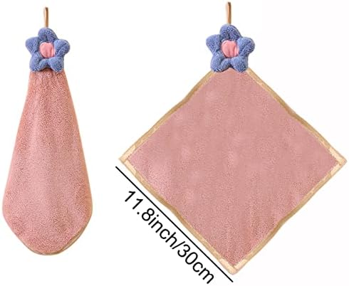 4Pcs Cute Flower Hand Towels with Hanging Loops