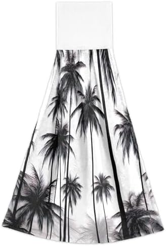 RPLIFE Bath Towels with Loops Set of 2 Black White Palm Trees 1