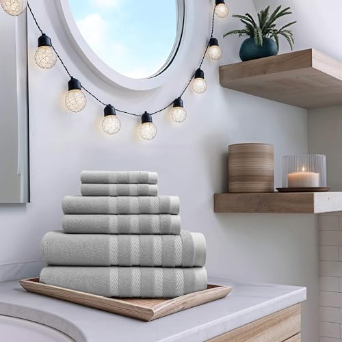 Hearth Harbor 6 Piece Light Gray Bath Towel Set