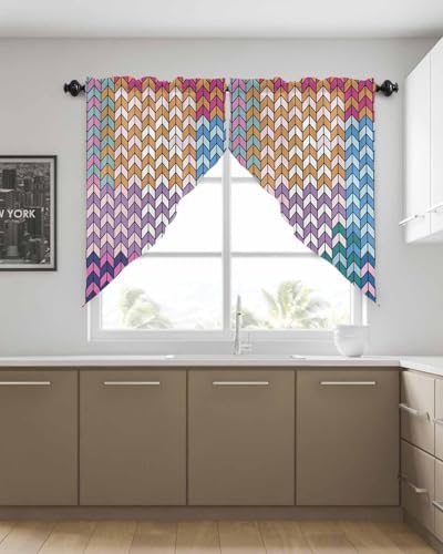 EZON-CH Retro Herringbone Valance for Kitchen and Bedroom