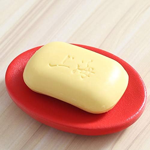 PRETYZOOM Round Ceramic Soap Dish Red Holder