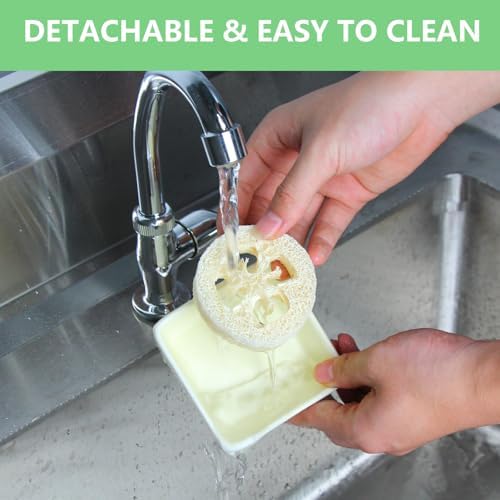 Fougin Square Ceramic Soap Holder with Loofah