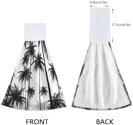 RPLIFE Bath Towels with Loops Set of 2 Black White Palm Trees 1