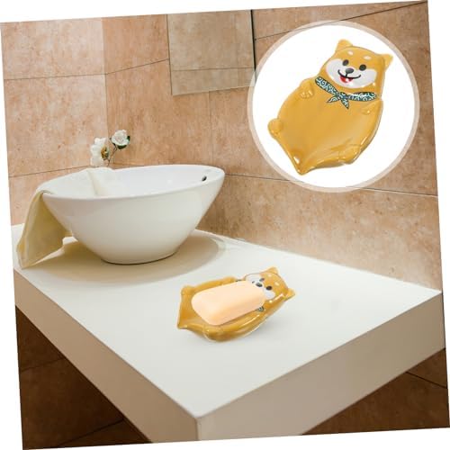 LIFKOME Dog Shaped Ceramic Soap Dish Holder