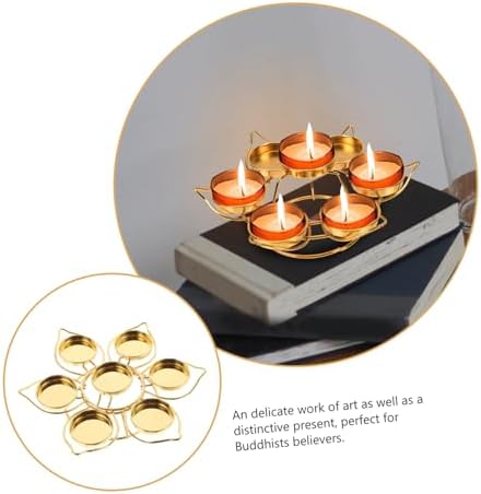 PRETYZOOM 7-Light Lotus Ghee Lamp Holder Decorative