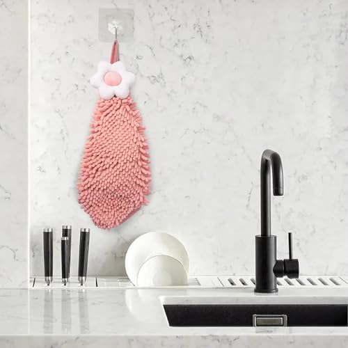 Dormercy Cute Chenille Hand Towels with 4 Hooks