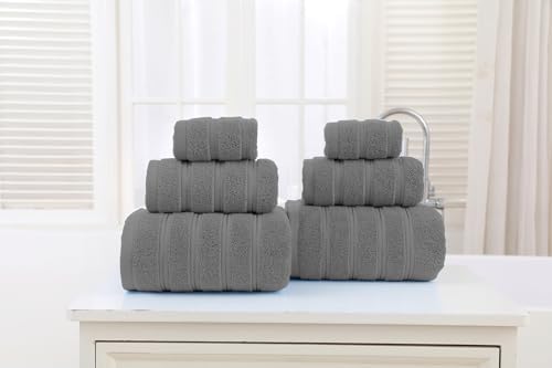 ZISH Soft Linen Luxury 100 Turkish Cotton Towel Set - 6 Pieces Grey