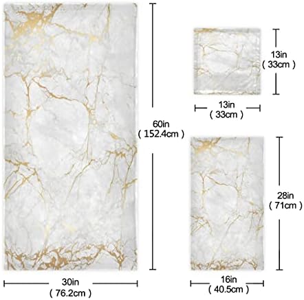 AUUXVA 3-Piece Towel Set with Marble Pattern