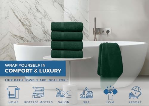DAN RIVER 100 Cotton Bath Towels 27x54 inches Pack of 4 Hunter Green