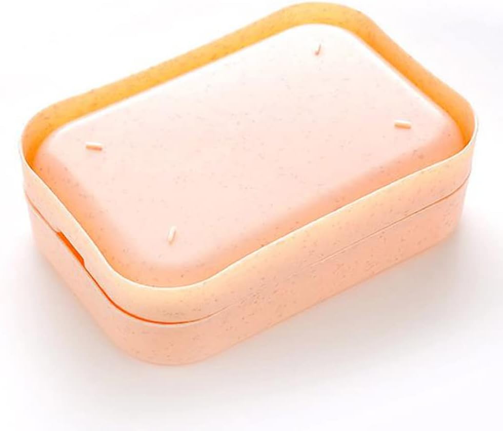 Zerodis Draining Soap Dish with Water Tray - DoubleLayer Design AntiSlip Bottom Pink