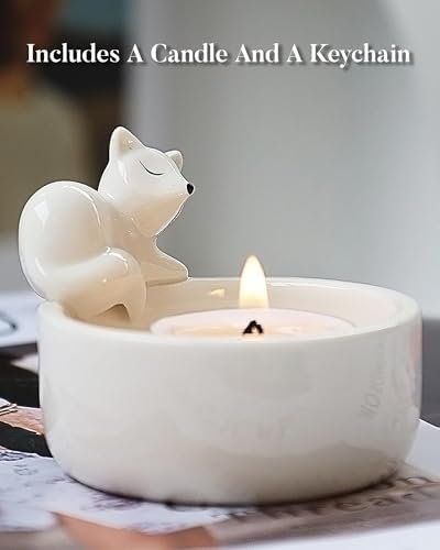 Fox Candle Holder Set with Scented Candle and Keychain