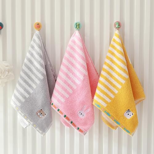 Kissvian 3 Pack Cartoon Animal Hand Towels Pure Cotton Kids Washcloths