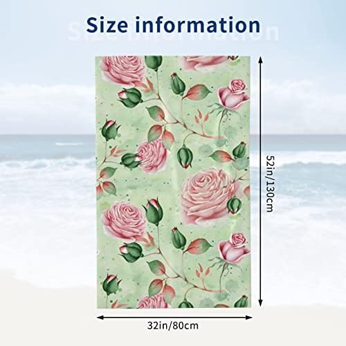 Pretty Pink and Green Floral Beach Towels for Kids Adults