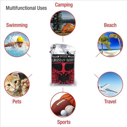 Albanian Flag Beach Towel for Men Women