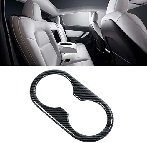 Zizev Rear Seat Cup Holder Cover with Carbon Fiber Look